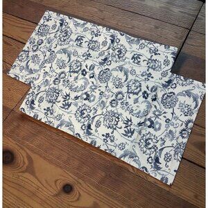 2 Liz Claiborne Pillow Shams Cases Blue White Floral 20”x36” Bedding Shabby
